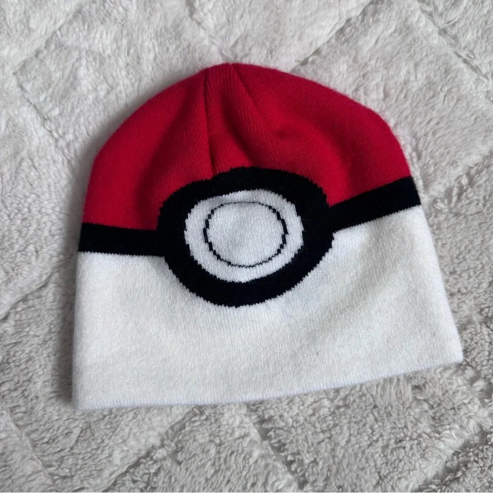 Pokemon | Red and White Pokeball Beanie Hat | Size One Size Fits Most